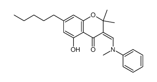 5-hydroxy-2,2-dimethyl-3-((methyl(phenyl)amino)methylene)-7-pentylchroman-4-one结构式