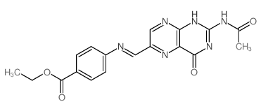 ethyl 4-[(2-acetamido-4-oxo-1H-pteridin-6-yl)methylideneamino]benzoate结构式