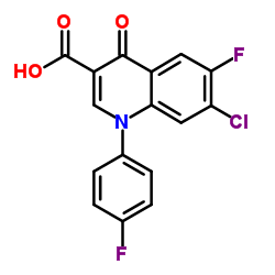 7-氯-6-氟-1-对氟苯基-1,4-二氢-4-氧代-3-喹啉羧酸结构式