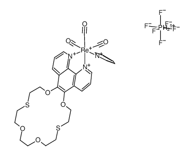 [Re(CO)3(py)(C12H6N2(OC2H4SC2H4OCH2)2)]PF6结构式