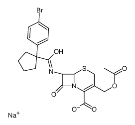 sodium,(6R,7R)-3-(acetyloxymethyl)-7-[[1-(4-bromophenyl)cyclopentanecarbonyl]amino]-8-oxo-5-thia-1-azabicyclo[4.2.0]oct-2-ene-2-carboxylate结构式