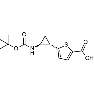 5-[反式-2-{[(叔丁氧基)羰基]氨基}环丙基]噻吩-2-羧酸结构式