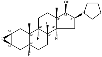 Androstan-17-ol, 2,3-epoxy-16-(1-pyrrolidinyl)-, (2β,3β,5α,16β,17β)- Structure