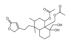 4-[2-[(1S,8aβ)-4α-Acetoxy-4aα-(acetoxymethyl)decahydro-5α-hydroxy-5-hydroxymethyl-1,2α-dimethylnaphthalen-1β-yl]ethyl]furan-2(5H)-one结构式