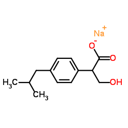 Benzeneacetic acid,-alpha--(hydroxymethyl)-4-(2-methylpropyl)-, monosodium salt (9CI) Structure