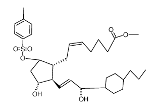9-deoxy-9β-tosyloxy-15-trans-(4-n-propylcyclohexyl)-16,17,18,19,20-pentanorprostaglandin F2 methyl ester Structure