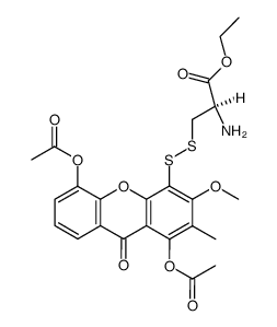 (R)-4-((2-amino-3-ethoxy-3-oxopropyl)disulfanyl)-3-methoxy-2-methyl-9-oxo-9H-xanthene-1,5-diyl diacetate Structure
