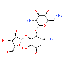 4-O-(2,6-Diamino-2,6-dideoxy-α-D-glucopyranosyl)-5-O-(β-D-ribofuranosyl)-3-amino-2,3-dideoxy-D-myo-inositol结构式