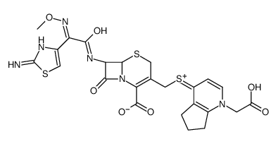 2-[4-[[(6S,7S)-7-[[(2E)-2-(2-amino-1,3-thiazol-4-yl)-2-methoxyiminoacetyl]amino]-2-carboxy-8-oxo-5-thia-1-azabicyclo[4.2.0]oct-2-en-3-yl]methylsulfanyl]-6,7-dihydro-5H-cyclopenta[b]pyridin-1-ium-1-yl]acetate结构式