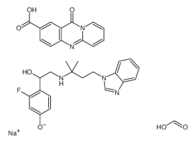 sodium,4-[2-[[4-(benzimidazol-1-yl)-2-methylbutan-2-yl]amino]-1-hydroxyethyl]-3-fluorophenol,formic acid,11-oxopyrido[2,1-b]quinazoline-2-carboxylate Structure