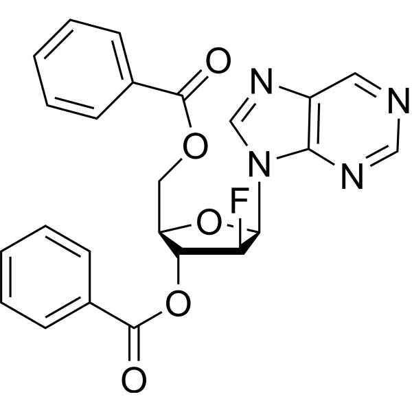 Purine-9-beta-D-(3',5'-di-O-benzoyl-2'-deoxy-2'-fluoro)arabinoriboside Structure