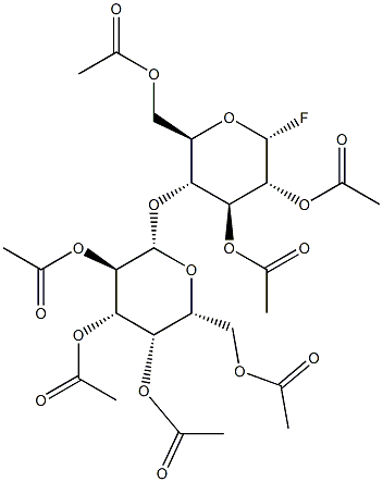 4-O-(2,3,4,6-Tetra-O-acetyl-beta-D-galactopyranosyl)-alpha-D-glucopyranosyl fluoride triacetate Structure