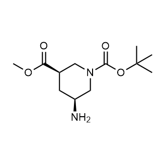 (3R,5S)-1-叔丁基3-甲基-5-氨基哌啶-1,3-二羧酸酯结构式