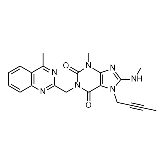 7-(丁-2-炔-1-基)-3-甲基-8-(甲基氨基)-1-((4-甲基喹唑啉-2-基)甲基)-1H-嘌呤-2,6-(3H,7H)-二酮(利格列汀杂质)结构式