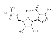 5-氨基咪唑-4-甲酰胺-1-β-D-呋喃核糖苷5-磷酸盐结构式