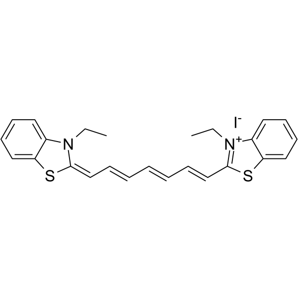 3-乙基-2-[7-(3-乙基-2-苯并噻唑啉)-1,3,5-庚三烯]碘化苯并噻唑结构式