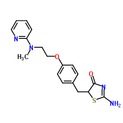 2-氨基-5-[[4-[2-(甲基-2-吡啶基氨基)乙氧基]苯]甲基]-4(5H)-噻唑酮结构式