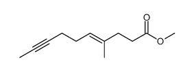 (E)-4-methyl-dec-4-en-8-ynoic acid methyl ester Structure