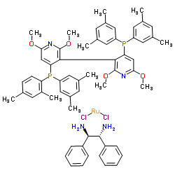 二氯[(R)-(+)-2,2'',6,6''-四甲氧基-4,4''-双(二(3,5-二甲苯基)膦基)-3,3''-联吡啶] [(1R,2R)-(+)-1,2-二苯基乙二胺]钌(II)结构式