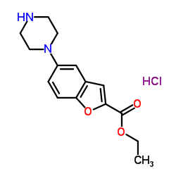 5-(1-Piperazinyl)-2-benzofurancarboxylic acid ethyl ester hydrochloride Structure