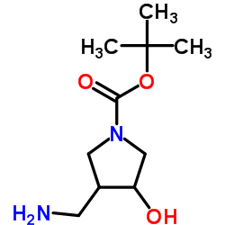 3-氨基甲基-4-羟基-1-吡咯烷羧酸-1,1-二甲基乙酯结构式
