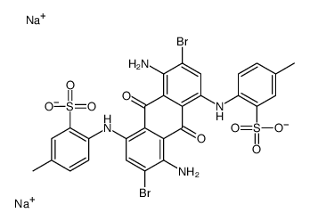 Benzenesulfonic acid, 2,2'-[(4,8-diamino-3,7-dibromo- 9,10-dihydro-9,10-dioxo-1,5-anthracenediyl)diimino ]bis[5-methyl-, disodium salt Structure
