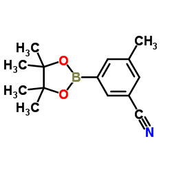 3-甲基-5-(4,4,5,5-四甲基-1,3,2-二氧杂环戊硼烷-2-基)苄腈结构式