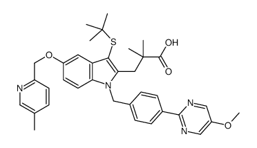 3-[3-tert-butylsulfanyl-1-[[4-(5-methoxypyrimidin-2-yl)phenyl]methyl]-5-[(5-methylpyridin-2-yl)methoxy]indol-2-yl]-2,2-dimethylpropanoic acid结构式