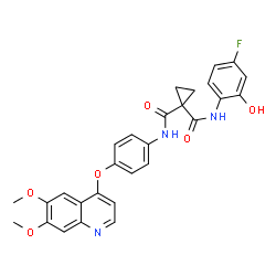 N-(4-((6,7-二甲氧基喹啉-4-基)氧基)苯基)-N-(4-氟-2-羟基苯基)环丙烷-1,1-二甲酰胺结构式