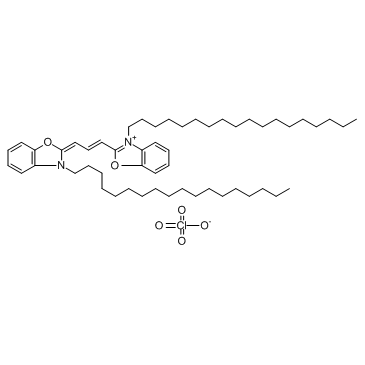 3-十八烷基-2-[3-(3-十八烷基-2(3H)-苯并恶唑-2-亚基)-1-丙烯-1-基]苯并恶唑高氯酸盐结构式