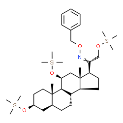 Pregnan-20-one, 3,11,21-tris[(trimethylsilyl)oxy]-, O-(phenylmethyl)ox ime, (3beta,5alpha,11beta)-结构式