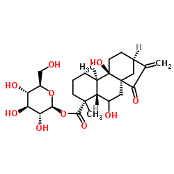 等效-6,9-二羟基-15-氧代-16-贝壳杉烯-19-酸 BETA-D-吡喃葡萄糖酯结构式