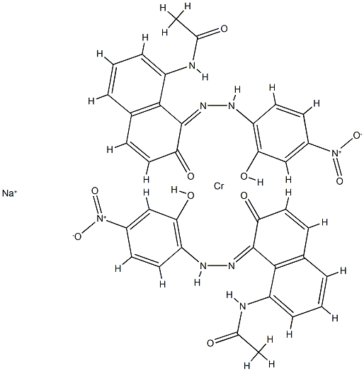 sodium bis[N-[7-hydroxy-8-[(2-hydroxy-4-nitrophenyl)azo]-1-naphthyl]acetamidato(2-)]chromate1-) Structure