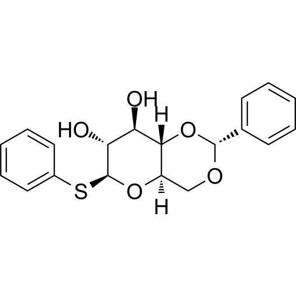 苯基-4,6-O-苯亚甲基-1-硫代-β-D-吡喃葡萄糖苷结构式