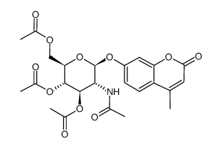 4-甲基伞形酮 2-乙酰氨基-3,4,6-O-三乙酰基-2-脱氧-beta-D-吡喃葡萄糖苷结构式