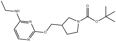 3-(4-乙氨基-嘧啶-2-基氧基甲基)-吡咯烷-1-羧酸叔丁基酯结构式