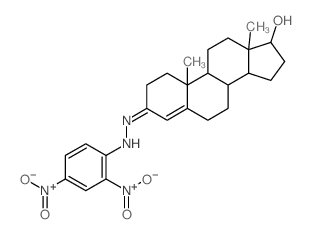 Androst-4-en-3-one,17-hydroxy-, (2,4-dinitrophenyl)hydrazone, (17b)- (9CI)结构式
