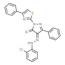 4-[(2-chlorophenyl)hydrazono]-5-phenyl-2-(4-phenyl-1,3-thiazol-2-yl)-2,4-dihydro-3H-pyrazol-3-one Structure