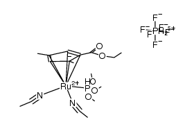 [(η5-C5H2(Me)2(COOEt))Ru(NCMe)2(P(OMe)3)]PF6结构式
