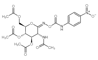 O-(2-乙酰胺基-2-脱氧-3,4,6-三-邻-乙酰基-D-吡喃葡萄糖基亚氨基)氨基N-(4-硝基苯基)氨基甲酸酯结构式