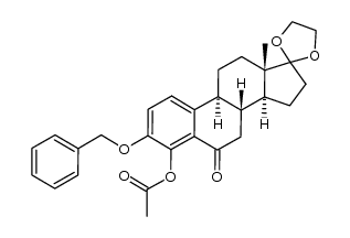 3-benzyloxy-4-hydroxy-17,17-ethylenedioxy-1,3,5(10)-estratrien-6-one acetate结构式