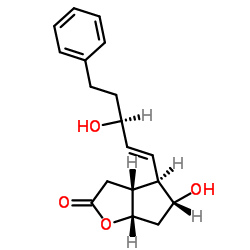 (+)-(3Ar,4R,5R,6as)-hexahydro-5-hydroxy-4-[(1E,3R)-3-hydroxy-5-phenyl-1-pentenyl]-2H-cyclopenta[b]furan-2-one Structure