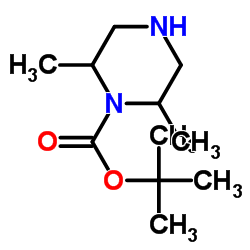 (2R,6R)-2,6-二甲基哌嗪-1-羧酸叔丁酯结构式