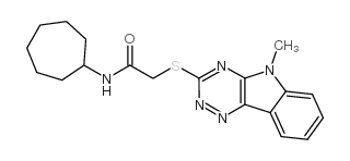 N-环庚基-2-[(5-甲基-5H-1,2,4-噻嗪并[5,6-b]吲哚-3-基)硫代]乙酰胺结构式
