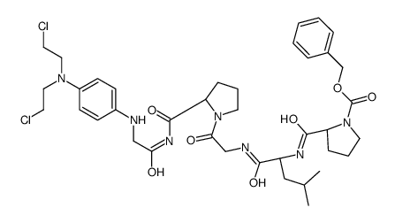 benzyl (2S)-2-[[(2S)-1-[[2-[(2S)-2-[[2-[4-[bis(2-chloroethyl)amino]anilino]acetyl]carbamoyl]pyrrolidin-1-yl]-2-oxoethyl]amino]-4-methyl-1-oxopentan-2-yl]carbamoyl]pyrrolidine-1-carboxylate结构式