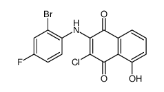 2-(2-bromo-4-fluoroanilino)-3-chloro-5-hydroxynaphthalene-1,4-dione Structure