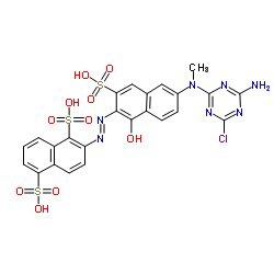 2-[[6-[(4-amino-6-chloro-1,3,5-triazin-2-yl)methylamino]-1-hydroxy-3-sulpho-2-naphthyl]azo]naphthalene-1,5-disulphonic acid结构式