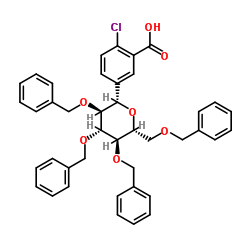 Benzoic acid, 2-chloro-5-[2,3,4,6-tetrakis-O-(phenylmethyl)-β-D-glucopyranosyl]-结构式