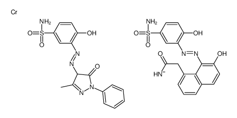 chromium,hydron,[2-[(8Z)-8-[(2-hydroxy-5-sulfamoylphenyl)hydrazinylidene]-7-oxonaphthalen-1-yl]acetyl]azanide,[(3Z)-3-[(3-methyl-5-oxo-1-phenyl-4H-pyrazol-4-yl)hydrazinylidene]-4-oxocyclohexa-1,5-dien-1-yl]sulfonylazanide结构式