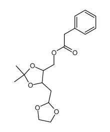 (5-((1,3-dioxolan-2-yl)methyl)-2,2-dimethyl-1,3-dioxolan-4-yl)methyl 2-phenylacetate Structure